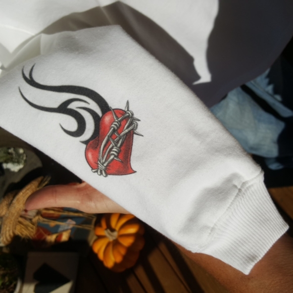 EASYRIDERS ♡ LAT White SOFT Crew Neck Long Sleeve ♥️ Barbed Wire Sweatshirt L - Picture 6 of 16